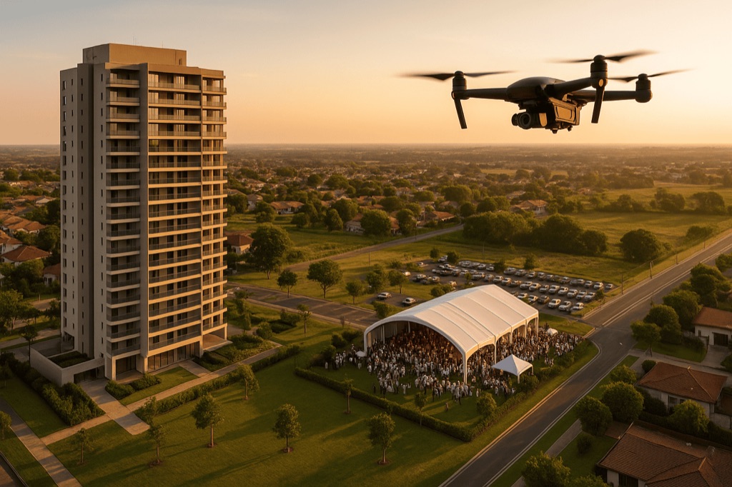 Filmagem aérea 4K com drone