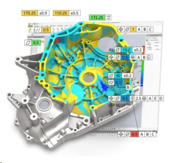Componente automotivo com mapa dimensional como referência de geometria