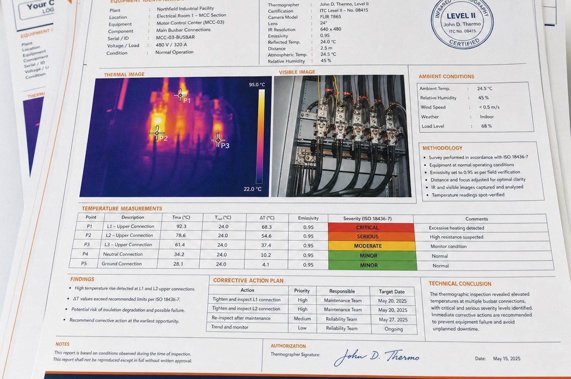 Relatório de termografia conforme ISO 18436