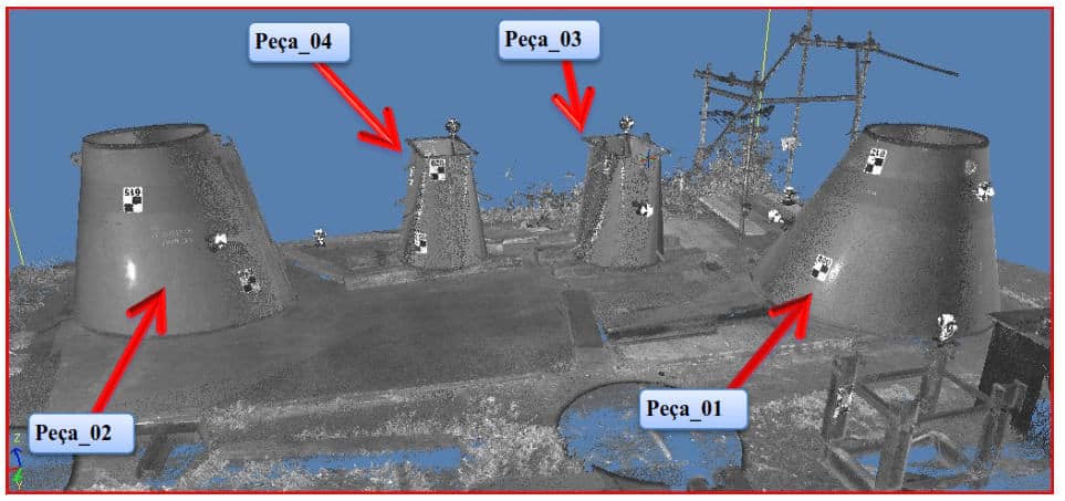 Nuvem de pontos gerada por laser scanner 3D em planta industrial — ES Engenharia