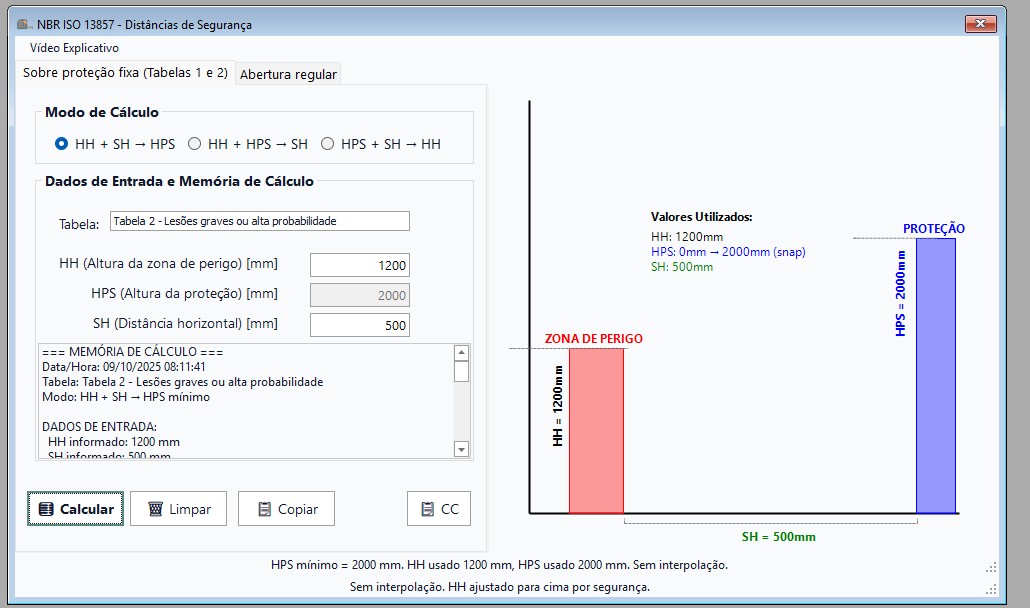 App Distâncias de Segurança NR12 — software Windows para cálculo de distâncias