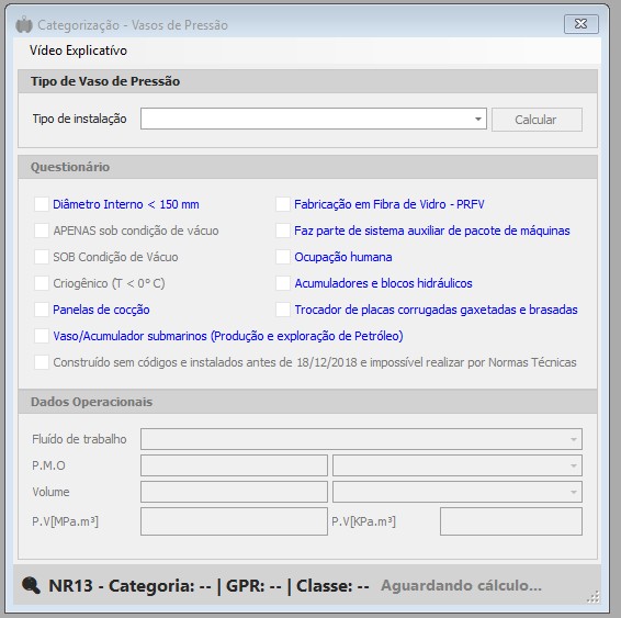 Aplicativo para categorização de vasos de pressão NR-13